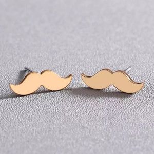 🎉 New Moustache Gold Plated Stud Earrings set